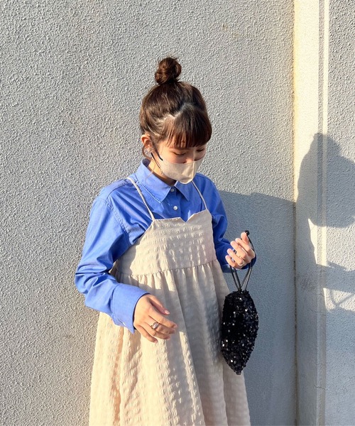 GeeRA（ジーラ）の「ぽこぽこエンボス素材キャミワンピース（ワンピース・レディース・ミント/ベージュ/ブラック・X-LARGE/LARGE/MEDIUM/SMALL）」の7枚目の写真