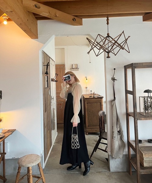 GeeRA（ジーラ）の「ぽこぽこエンボス素材キャミワンピース（ワンピース・レディース・ミント/ベージュ/ブラック・X-LARGE/LARGE/MEDIUM/SMALL）」の4枚目の写真