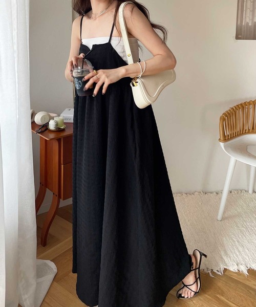 GeeRA（ジーラ）の「ぽこぽこエンボス素材キャミワンピース（ワンピース・レディース・ミント/ベージュ/ブラック・X-LARGE/LARGE/MEDIUM/SMALL）」の8枚目の写真