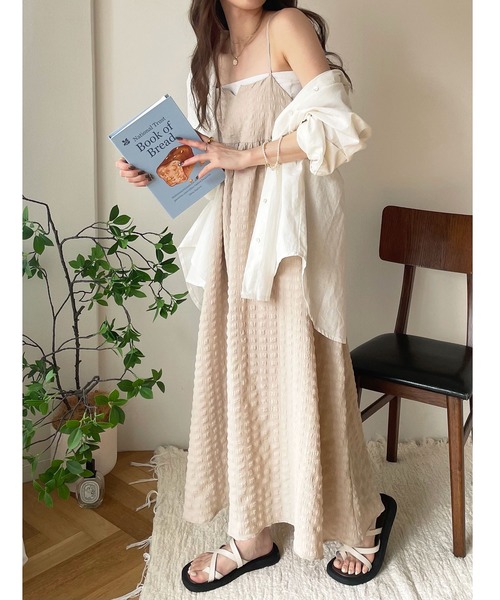 GeeRA（ジーラ）の「ぽこぽこエンボス素材キャミワンピース（ワンピース・レディース・ミント/ベージュ/ブラック・X-LARGE/LARGE/MEDIUM/SMALL）」の11枚目の写真