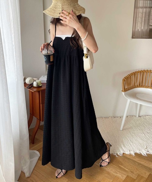 GeeRA（ジーラ）の「ぽこぽこエンボス素材キャミワンピース（ワンピース・レディース・ミント/ベージュ/ブラック・X-LARGE/LARGE/MEDIUM/SMALL）」の13枚目の写真