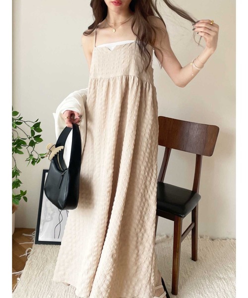 GeeRA（ジーラ）の「ぽこぽこエンボス素材キャミワンピース（ワンピース・レディース・ミント/ベージュ/ブラック・X-LARGE/LARGE/MEDIUM/SMALL）」の17枚目の写真