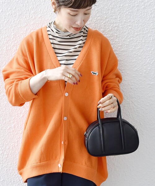 PENNEYS(ぺニーズ)の「【SHIPS any別注】PENNEYS:〈手洗い可能〉THE FOX ワンポイント Vネック カーディガン 23SS◇(カーディガン/ボレロ・レディース・オフホワイト/オレンジ/ブルー・ONE SIZE)」の1枚目の写真