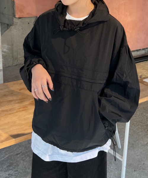 shesame(シーセム)の「ナイロン脇切替アノラック(ブルゾン・レディース・カーキ/アイボリー/ブラック・MEDIUM/LARGE)」の10枚目の写真