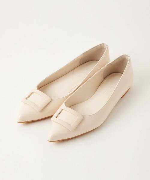 green label relaxing(グリーンレーベルリラクシング)の「ポインテッド バックル フラットシューズ -晴雨兼用-(パンプス・レディース・ブラック/オフホワイト/シルバー/ケリー/ベージュ・22.5cm/23.5cm/23cm/24.5cm/25cm/24cm)」の18枚目の写真