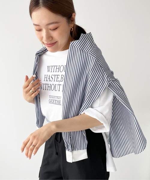 Meli rich(メリーリッチ)の「ロゴプリントTシャツ(Tシャツ/カットソー・レディース・ホワイト×ネイビー/ホワイト×ピンク/ピンク/ネイビー・MEDIUM)」の5枚目の写真