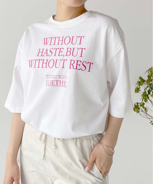 Meli rich(メリーリッチ)の「ロゴプリントTシャツ(Tシャツ/カットソー・レディース・ホワイト×ネイビー/ホワイト×ピンク/ピンク/ネイビー・MEDIUM)」の7枚目の写真