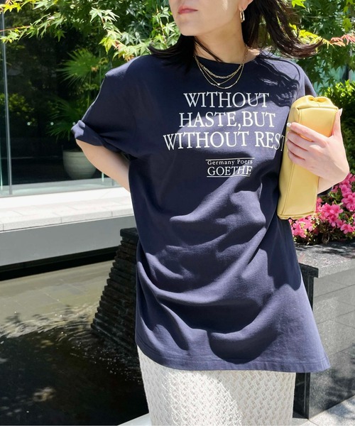 Meli rich(メリーリッチ)の「ロゴプリントTシャツ(Tシャツ/カットソー・レディース・ホワイト×ネイビー/ホワイト×ピンク/ピンク/ネイビー・MEDIUM)」の9枚目の写真