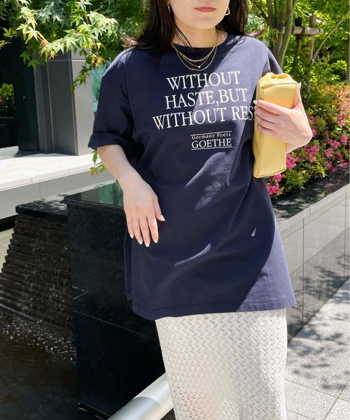 Meli rich(メリーリッチ)の「ロゴプリントTシャツ(Tシャツ/カットソー・レディース・ホワイト×ネイビー/ホワイト×ピンク/ピンク/ネイビー・MEDIUM)」の10枚目の写真