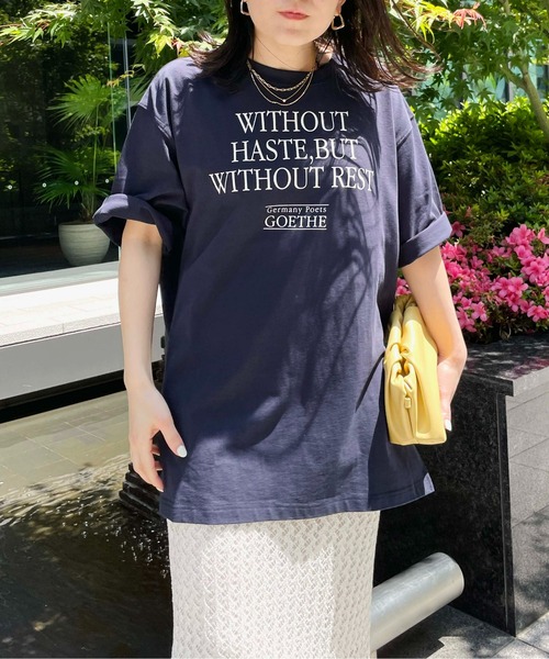 Meli rich(メリーリッチ)の「ロゴプリントTシャツ(Tシャツ/カットソー・レディース・ホワイト×ネイビー/ホワイト×ピンク/ピンク/ネイビー・MEDIUM)」の11枚目の写真