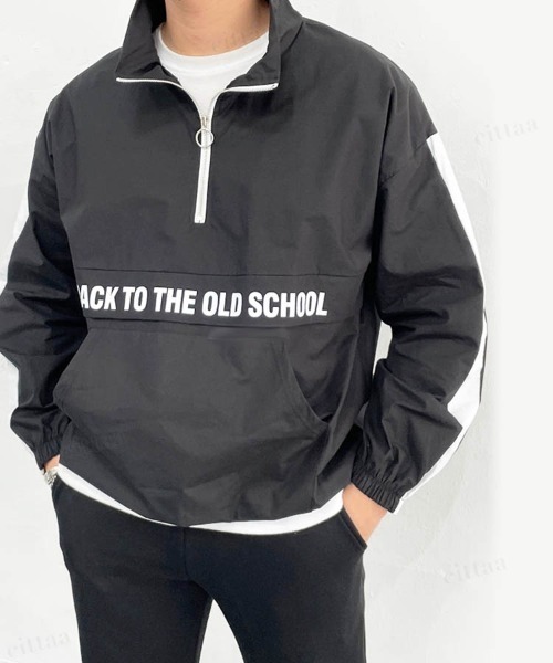 Dalfwin(ダールフィン)の「韓国ファッションBACKロゴハーフジップトラックジャケットブルゾン(ブルゾン・レディース・ブラック/ネイビー/カーキ・FREE)」の8枚目の写真