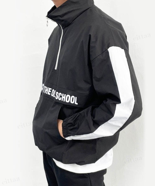 Dalfwin(ダールフィン)の「韓国ファッションBACKロゴハーフジップトラックジャケットブルゾン(ブルゾン・レディース・ブラック/ネイビー/カーキ・FREE)」の11枚目の写真