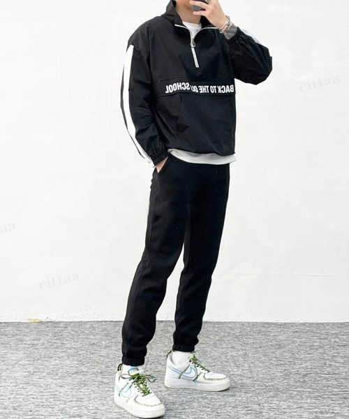 Dalfwin(ダールフィン)の「韓国ファッションBACKロゴハーフジップトラックジャケットブルゾン(ブルゾン・レディース・ブラック/ネイビー/カーキ・FREE)」の15枚目の写真