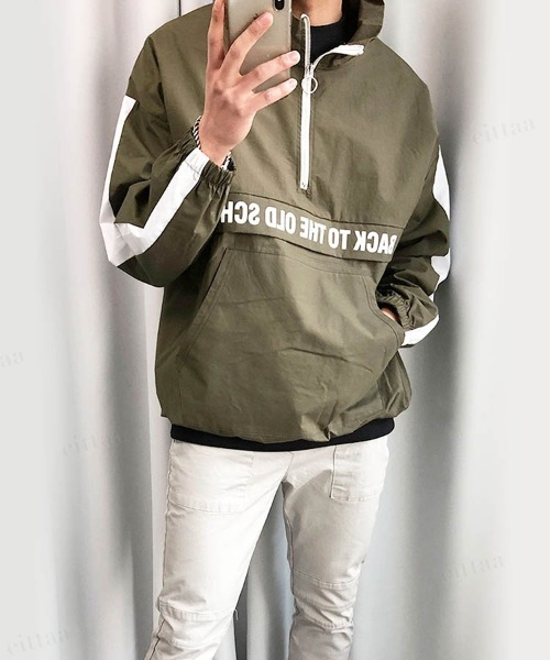 Dalfwin(ダールフィン)の「韓国ファッションBACKロゴハーフジップトラックジャケットブルゾン(ブルゾン・レディース・ブラック/ネイビー/カーキ・FREE)」の20枚目の写真