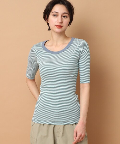 MILLER(ミラー)の「◆Robert P. Miller(ロバートピーミラー) パネルリブハーフスリーブTシャツ(Tシャツ/カットソー・レディース・グリーン系その他5/ホワイト系5/グレー系4・00)」の4枚目の写真