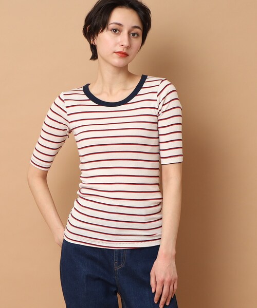 MILLER(ミラー)の「◆Robert P. Miller(ロバートピーミラー) パネルリブハーフスリーブTシャツ(Tシャツ/カットソー・レディース・グリーン系その他5/ホワイト系5/グレー系4・00)」の5枚目の写真