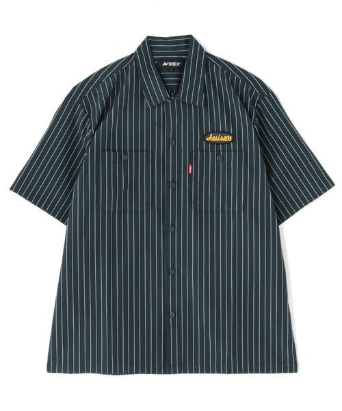 AVIREX(アヴィレックス)の「【直営店限定】SHORTSLEEVE STRIPE WORK SHIRT / ストライプ ワークシャツ / AVIREX / アヴィレックス(シャツ/ブラウス・メンズ・アイボリー/チャコール/グリーン・L/M/2XL/XL)」の3枚目の写真