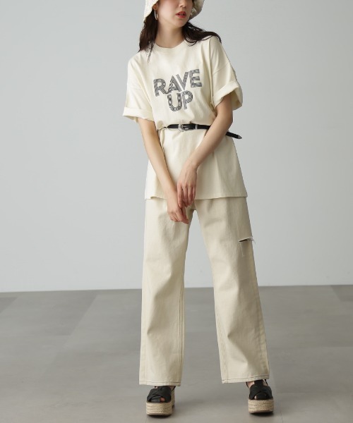 FREE'S MART(フリーズマート)の「◆発泡ロゴプリントビッグTシャツ(Tシャツ/カットソー・レディース・ホワイト/ベージュ/パープル・FREE)」の8枚目の写真