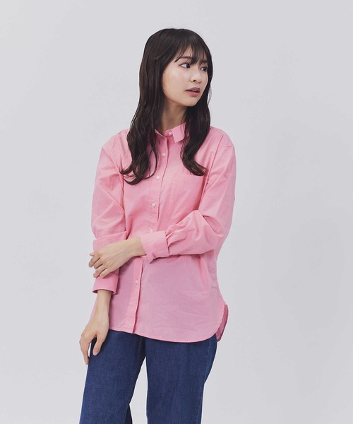 BACK NUMBER（バックナンバー）の「【BACK NUMBER】ライトポプリン長袖シャツ（シャツ/ブラウス・レディース・グリーン/サックスブルー/ピンク/イエロー/オフホワイト・M/L）」の5枚目の写真