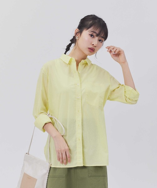 BACK NUMBER（バックナンバー）の「【BACK NUMBER】ライトポプリン長袖シャツ（シャツ/ブラウス・レディース・グリーン/サックスブルー/ピンク/イエロー/オフホワイト・M/L）」の4枚目の写真