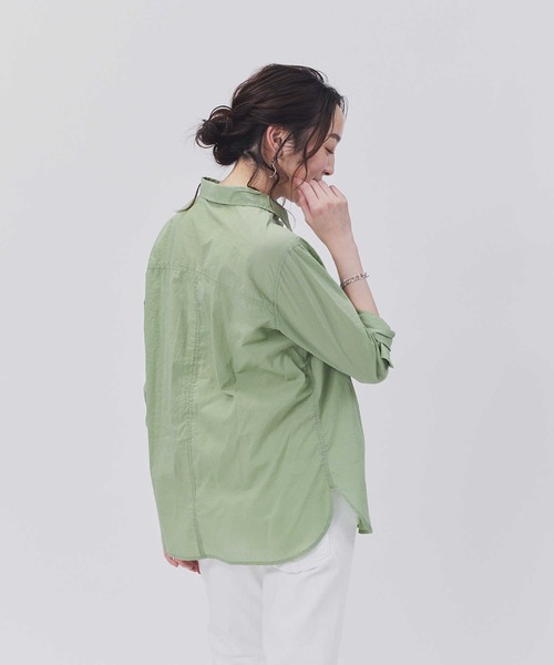 BACK NUMBER（バックナンバー）の「【BACK NUMBER】ライトポプリン長袖シャツ（シャツ/ブラウス・レディース・グリーン/サックスブルー/ピンク/イエロー/オフホワイト・M/L）」の9枚目の写真