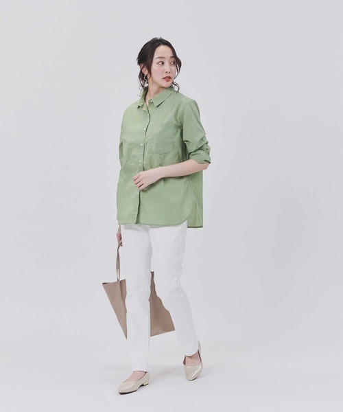 BACK NUMBER（バックナンバー）の「【BACK NUMBER】ライトポプリン長袖シャツ（シャツ/ブラウス・レディース・グリーン/サックスブルー/ピンク/イエロー/オフホワイト・M/L）」の8枚目の写真