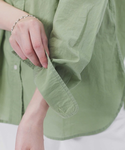 BACK NUMBER（バックナンバー）の「【BACK NUMBER】ライトポプリン長袖シャツ（シャツ/ブラウス・レディース・グリーン/サックスブルー/ピンク/イエロー/オフホワイト・M/L）」の10枚目の写真