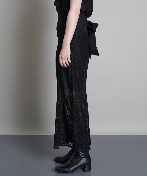 A de a.v.v（アードアー・ヴェ・ヴェ）の「（SETUP対応）ウエストリボンレースドッキングマーメイドスカート（スカート・レディース・ブラック/アイボリー・SMALL/MEDIUM）」の7枚目の写真