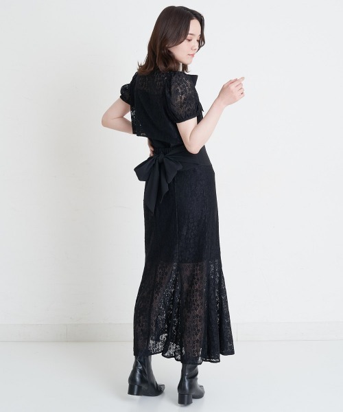 A de a.v.v（アードアー・ヴェ・ヴェ）の「（SETUP対応）ウエストリボンレースドッキングマーメイドスカート（スカート・レディース・ブラック/アイボリー・SMALL/MEDIUM）」の16枚目の写真