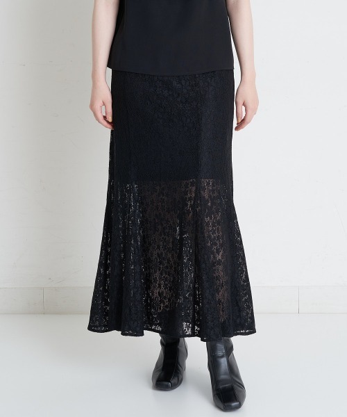 A de a.v.v（アードアー・ヴェ・ヴェ）の「（SETUP対応）ウエストリボンレースドッキングマーメイドスカート（スカート・レディース・ブラック/アイボリー・SMALL/MEDIUM）」の17枚目の写真