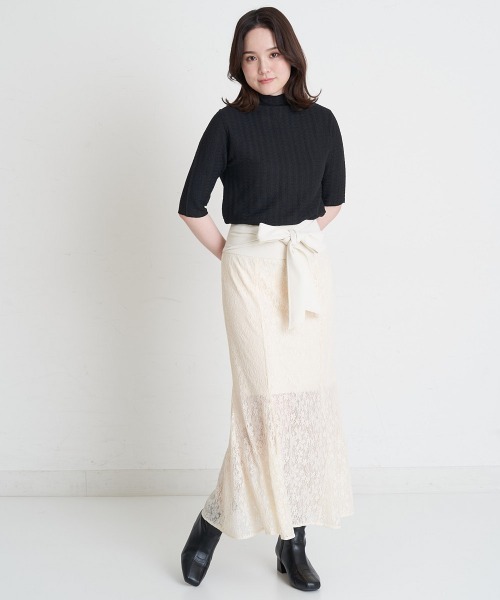 A de a.v.v（アードアー・ヴェ・ヴェ）の「（SETUP対応）ウエストリボンレースドッキングマーメイドスカート（スカート・レディース・ブラック/アイボリー・SMALL/MEDIUM）」の18枚目の写真