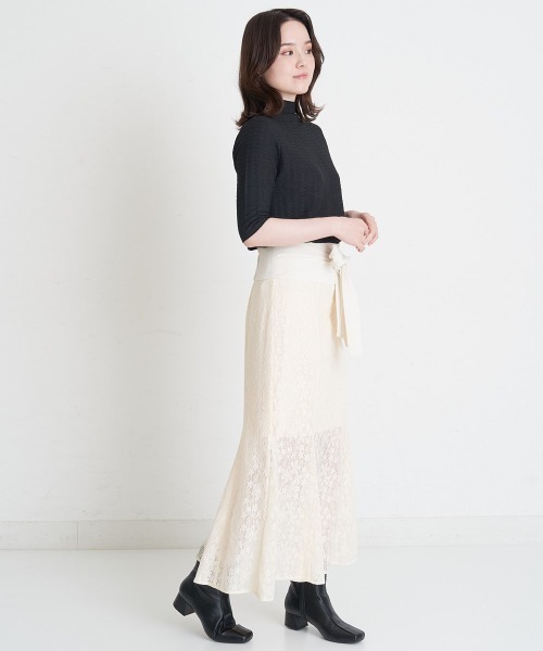 A de a.v.v（アードアー・ヴェ・ヴェ）の「（SETUP対応）ウエストリボンレースドッキングマーメイドスカート（スカート・レディース・ブラック/アイボリー・SMALL/MEDIUM）」の19枚目の写真