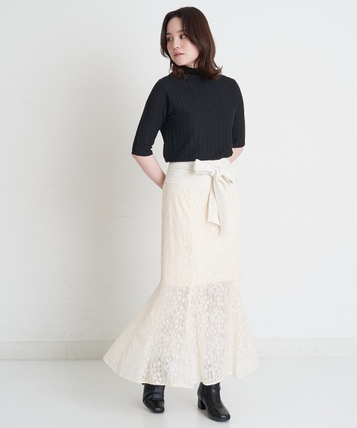 A de a.v.v（アードアー・ヴェ・ヴェ）の「（SETUP対応）ウエストリボンレースドッキングマーメイドスカート（スカート・レディース・ブラック/アイボリー・SMALL/MEDIUM）」の20枚目の写真