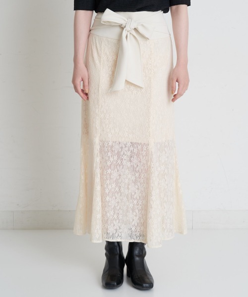 A de a.v.v（アードアー・ヴェ・ヴェ）の「（SETUP対応）ウエストリボンレースドッキングマーメイドスカート（スカート・レディース・ブラック/アイボリー・SMALL/MEDIUM）」の21枚目の写真