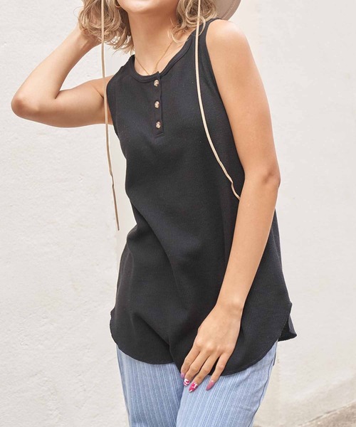 anap mimpi（アナップミンピ）の「前後2WAYワッフルタンクトップ（タンクトップ・レディース・キナリ/アイボリー/ブラック/ミント・FREE）」の3枚目の写真