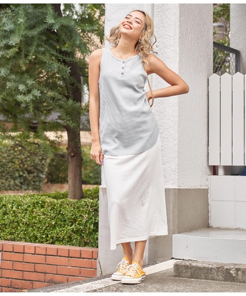 anap mimpi（アナップミンピ）の「前後2WAYワッフルタンクトップ（タンクトップ・レディース・キナリ/アイボリー/ブラック/ミント・FREE）」の5枚目の写真