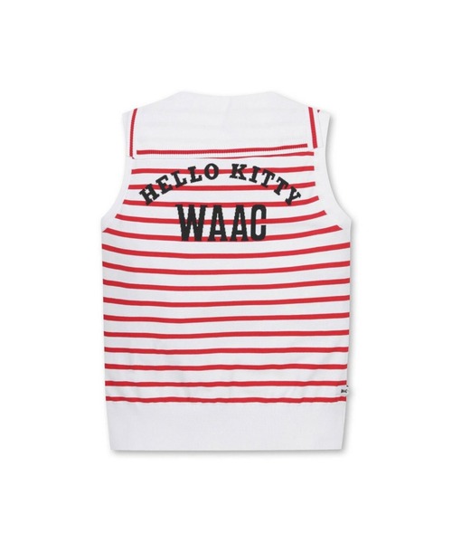 WAAC ワック ハローキティ コラボ ボーダーニットベスト ゴルフウェア WAAC ワック ハローキティ コラボ ボーダーニットベスト ゴルフ