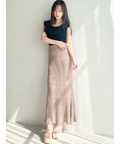 RESEXXY（リゼクシー）の「鈎針風ニットマーメイドスカート（スカート・レディース・ベージュ/ホワイト/ブラック/ブルー・FREE）」の7枚目の写真