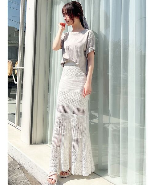 RESEXXY（リゼクシー）の「鈎針風ニットマーメイドスカート（スカート・レディース・ベージュ/ホワイト/ブラック/ブルー・FREE）」の15枚目の写真