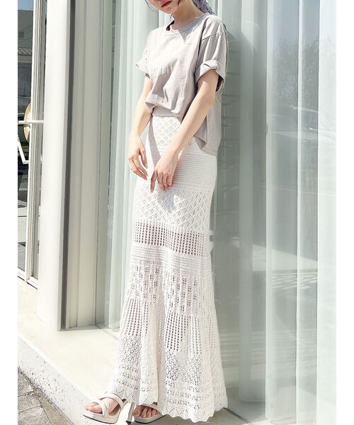 RESEXXY（リゼクシー）の「鈎針風ニットマーメイドスカート（スカート・レディース・ベージュ/ホワイト/ブラック/ブルー・FREE）」の17枚目の写真