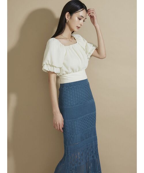 RESEXXY（リゼクシー）の「鈎針風ニットマーメイドスカート（スカート・レディース・ベージュ/ホワイト/ブラック/ブルー・FREE）」の22枚目の写真