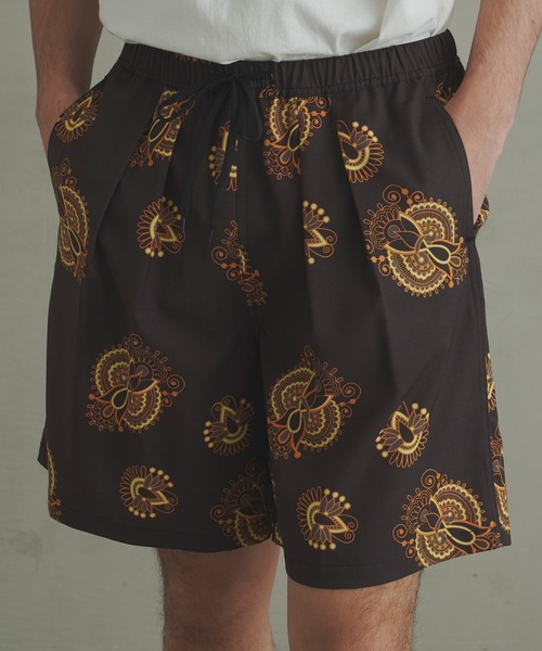 Revo.（レボ）の「Revo. スラブポリ 総柄プリント バギーショーツ / スプラッシュドット柄/ダマスクペイズリー柄 イージーパンツ（セットアップ対応）（その他パンツ・メンズ・ブラック系その他/カーキ/ブラウン系その他/ブラック/ナチュラル/グレー系その他・2/1）」の14枚目の写真