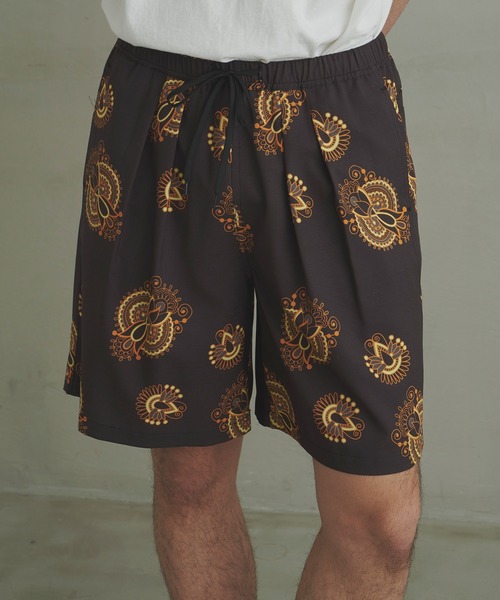 Revo.（レボ）の「Revo. スラブポリ 総柄プリント バギーショーツ / スプラッシュドット柄/ダマスクペイズリー柄 イージーパンツ（セットアップ対応）（その他パンツ・メンズ・ブラック系その他/カーキ/ブラウン系その他/ブラック/ナチュラル/グレー系その他・2/1）」の10枚目の写真