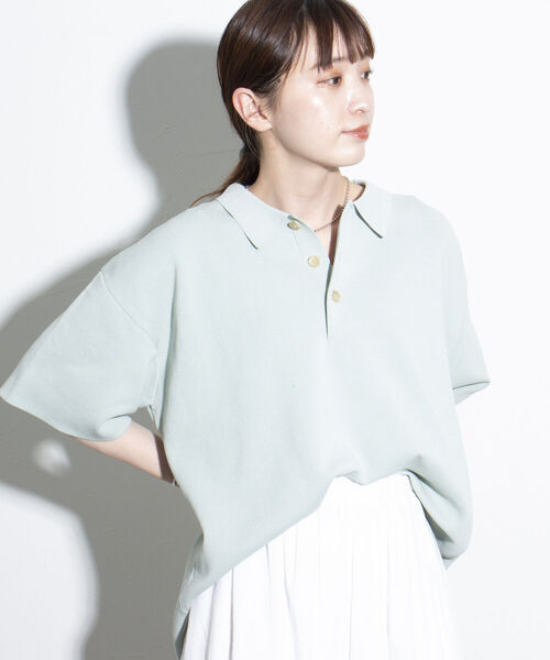 GLOSTER（グロスター）の「【GLOSTER/グロスター】ミラノリブ ニットポロシャツ サマーニット（ポロシャツ・メンズ・ブラック/ベージュ/ミント・L/M/S）」の18枚目の写真