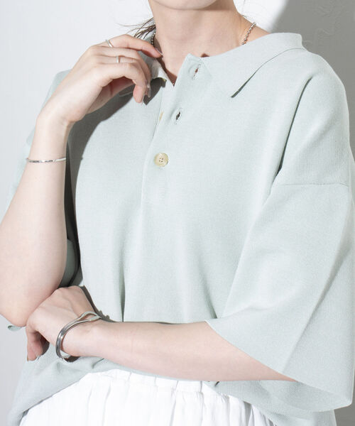 GLOSTER（グロスター）の「【GLOSTER/グロスター】ミラノリブ ニットポロシャツ サマーニット（ポロシャツ・メンズ・ブラック/ベージュ/ミント・L/M/S）」の21枚目の写真