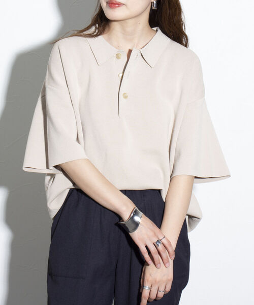 GLOSTER（グロスター）の「【GLOSTER/グロスター】ミラノリブ ニットポロシャツ サマーニット（ポロシャツ・メンズ・ブラック/ベージュ/ミント・L/M/S）」の13枚目の写真