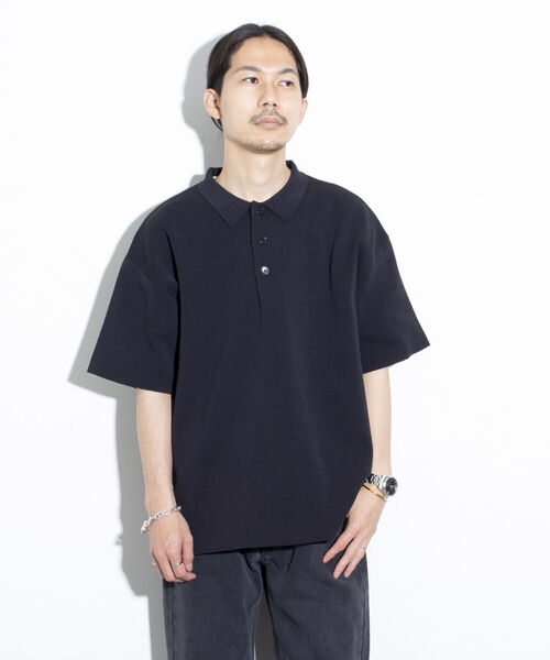 GLOSTER（グロスター）の「【GLOSTER/グロスター】ミラノリブ ニットポロシャツ サマーニット（ポロシャツ・メンズ・ブラック/ベージュ/ミント・L/M/S）」の2枚目の写真