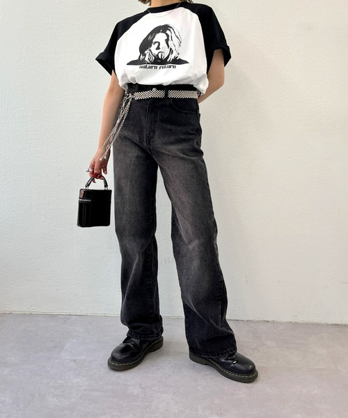 WHO'S WHO gallery(フーズフーギャラリー)の「シャーロットラグラン半袖TEE(Tシャツ/カットソー・レディース・ホワイト/チャコールグレー・FREE)」の5枚目の写真