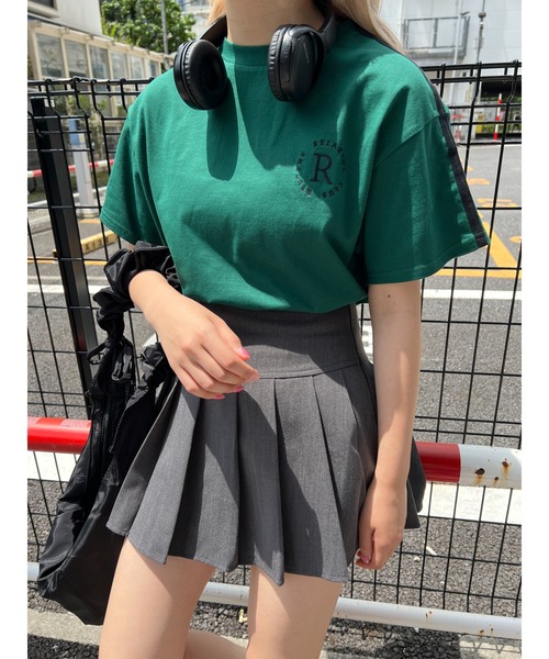 WC(ダブル シー)の「2ラインワンポイントTシャツ(Tシャツ/カットソー・レディース・グリーン/ブラック/オフホワイト・FREE)」の1枚目の写真