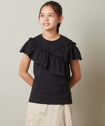 a.v.v（アーヴェヴェ）の「[160]フリルデザインアシメオフショルカットソー（Tシャツ/カットソー・キッズ）」